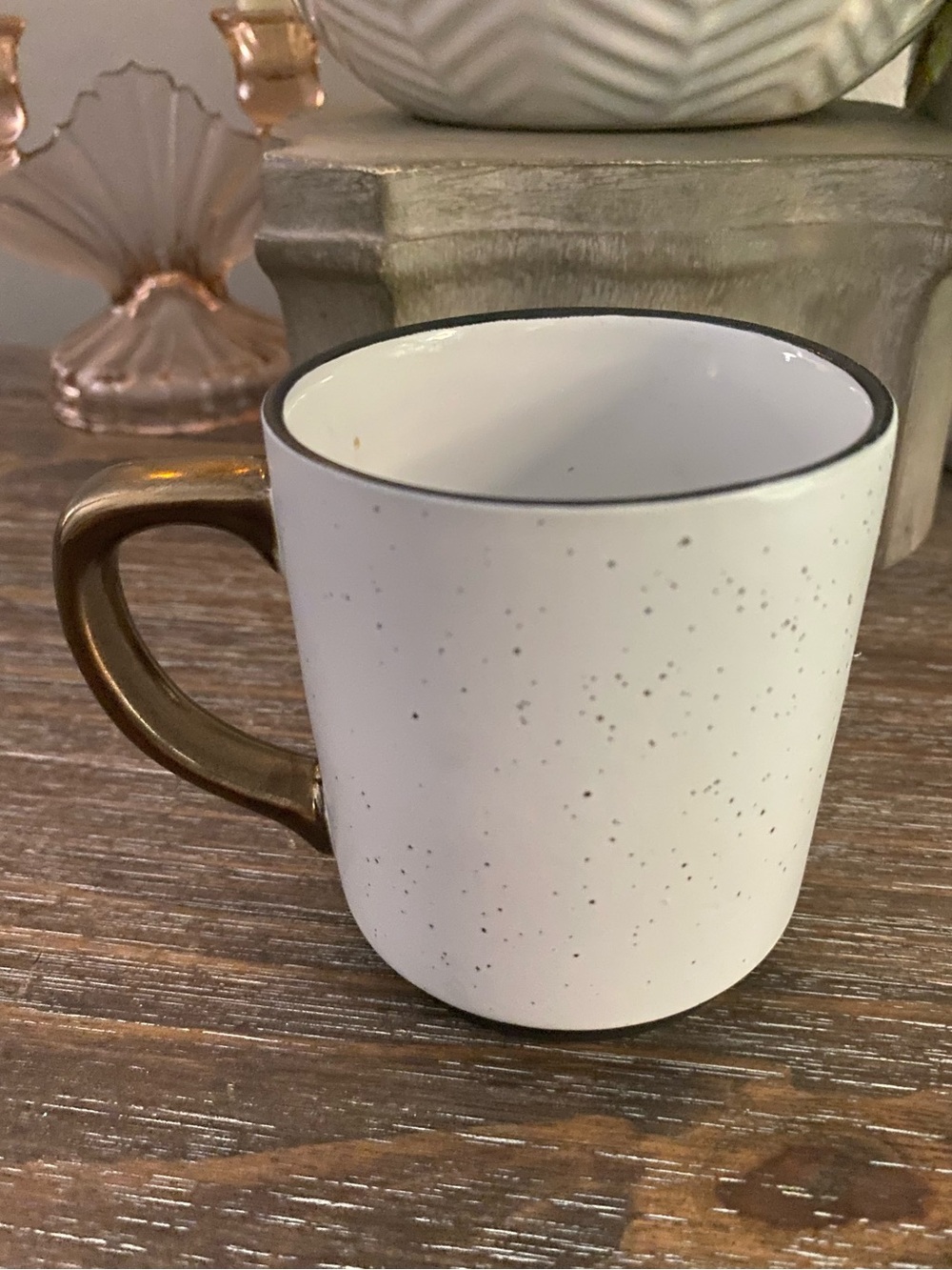 Threshold Warm & Cozy Speckled Black & White Stoneware Gold Handle Coffee Mug - Picture 4 of 7